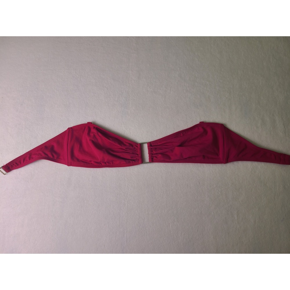 Y2K 00s Glam Banana Republic Bikini Top Wm S Pink Bandeau Ring Front Swimwear